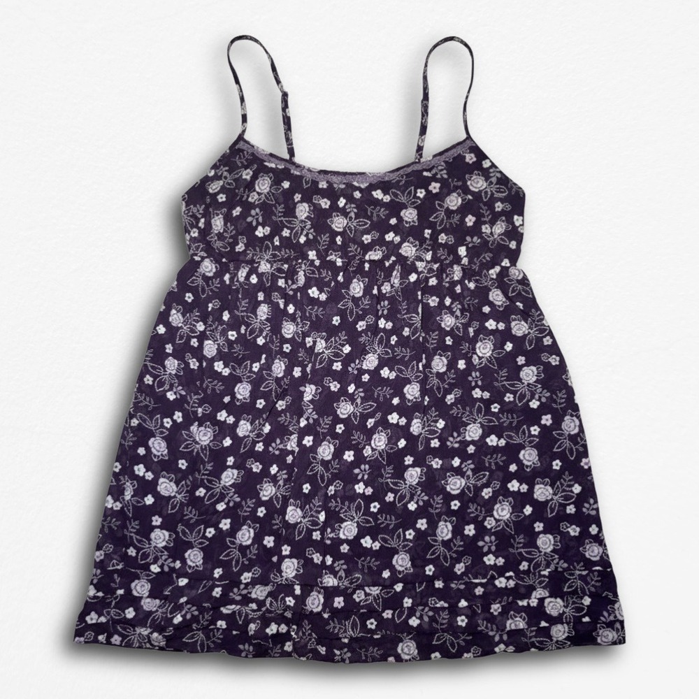 Victoria's‎ Secret Angels Y2K Purple Floral Babydoll Camisole Empire Waist Top